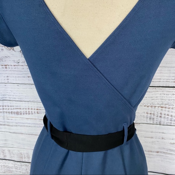 THEORY Blue Saloma Belted Knit Sheath Dress Medium - Picture 5 of 8